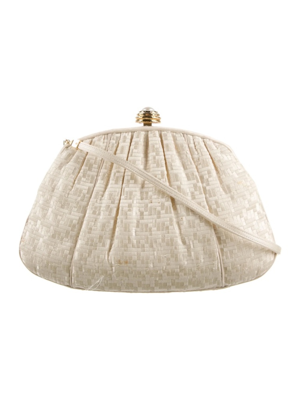 Judith Leiber Vintage Cream Evening Clutch with Gold Accent